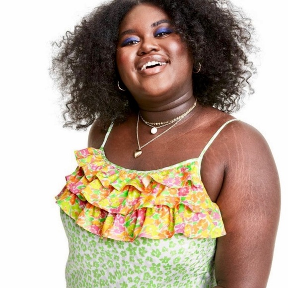 RIXO green floral animal print slip dress size M XS Medium or L Large NWT - Picture 6 of 11